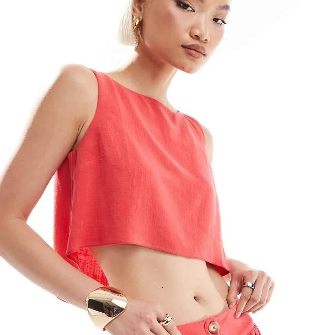 matching set ASOS Design Linen Blend Sleeveless Top ASOS $31.99