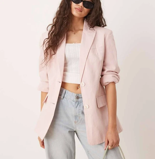 outerwear ASOS Design Molded Hips Linen Blend Blazer ASOS $98.1