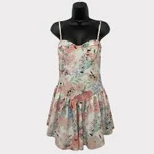 dress ASOS Design Pink White & Green Floral Spaghetti Strap Mini Dress Size 8 eBay $13.05