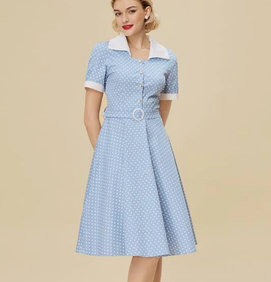 shirt dress BABEYOND Vintage Polka Dot Belted Swing Dress Babeyond $79