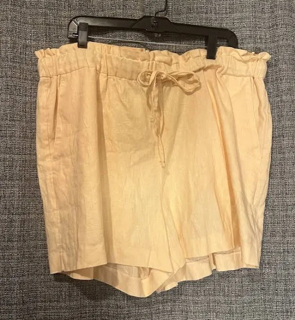 shorts Banana Republic High Rise Linen Paperbag Tie Waist Pull-on Short Peach eBay $17.24