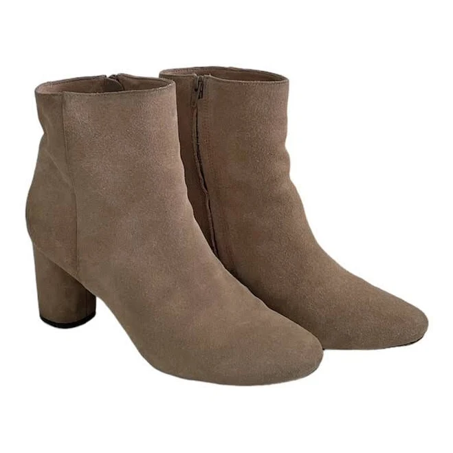 shoes Banana Republic Tan Suede Block Heel Rounded Toe Ankle Booties Women’s eBay $39