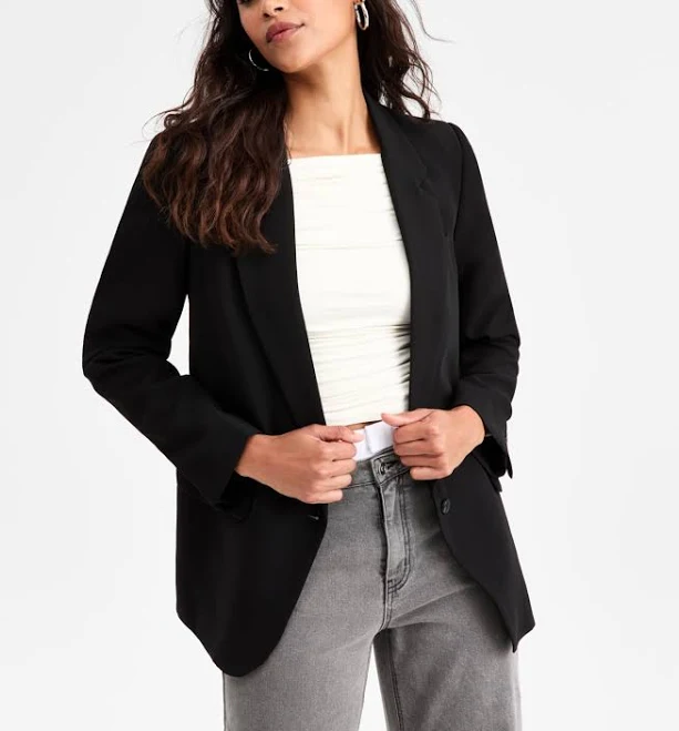 outerwear Bar III Women's Oversized Crepe Blazer Macy's $69.5