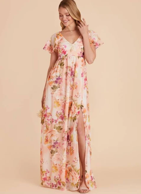 dress Birdy Grey Hannah Chiffon Bridesmaid Dress with Peonies Birdy Grey $109