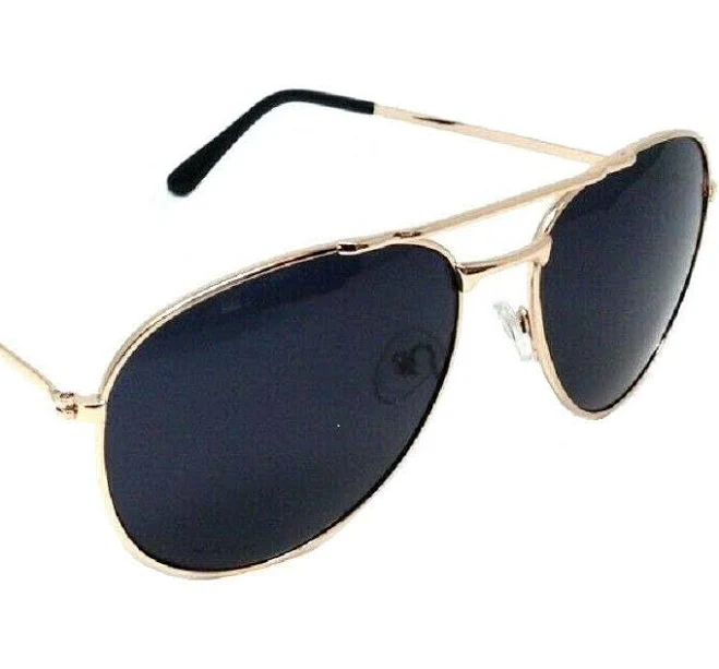 accessory Black & Gold Pilot Aviator Sunglasses with Dark Lenses eBay - streetjuggernaut $12.95