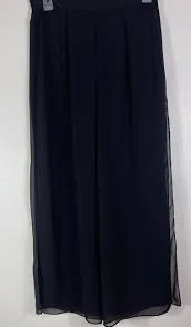 bottoms Black Sheer Chiffon Wide Leg Palazzo Pants 8 Flowing Boho Dressy Evening Resort eBay $24.88