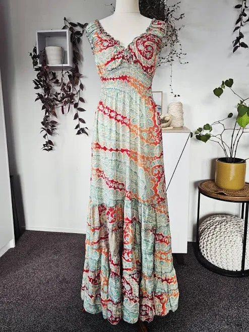 dress Bohemian Goddess Paisley Silk Maxi Dress Etsy - Seller $27.67