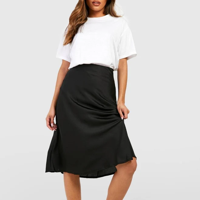 skirt Boohoo Satin Bias Midi Slip Skirt boohoo USA $18