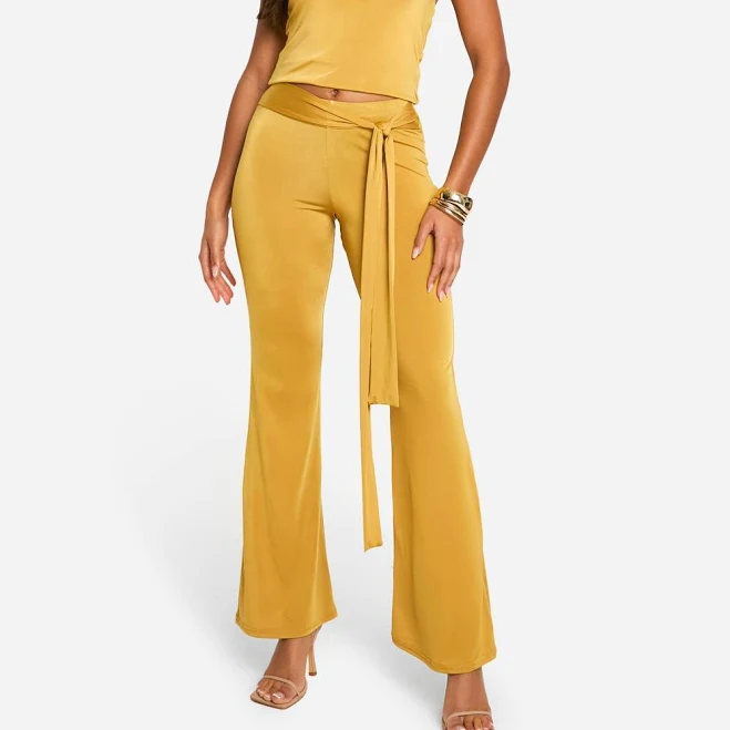 pants Boohoo Women's Drape Detail Flare Trousers Nasty Gal - US $26.8