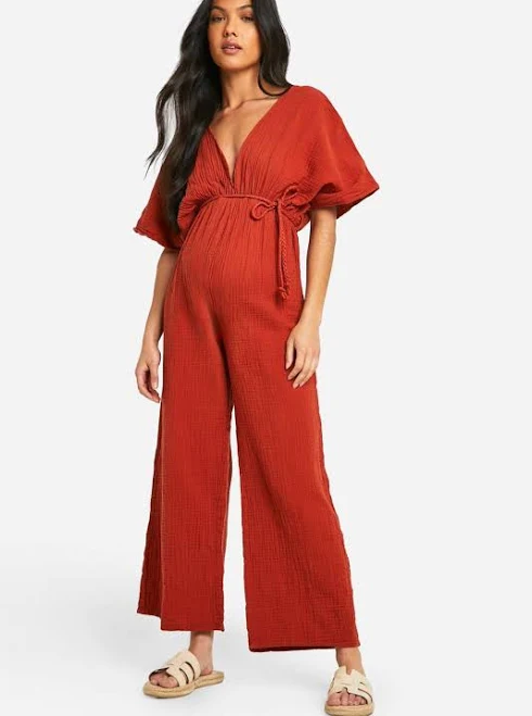 jumpsuit Boohoo Women's Maternity Rope Belted Wide Leg Jumpsuit boohoo USA $29.2