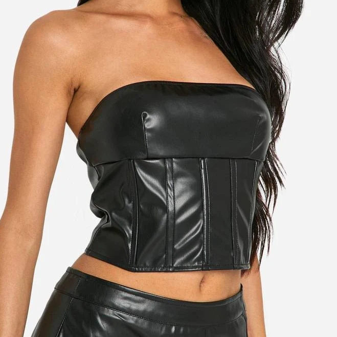bandeau top Boohoo Women's PU Seam Detail Bandeau Top boohoo USA $24.8
