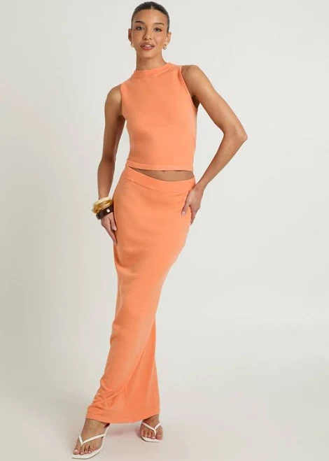 matching set Boohoo Women's Rib Knit High Neck Top & Maxi Skirt Co-Ord Nasty Gal - US $31.2