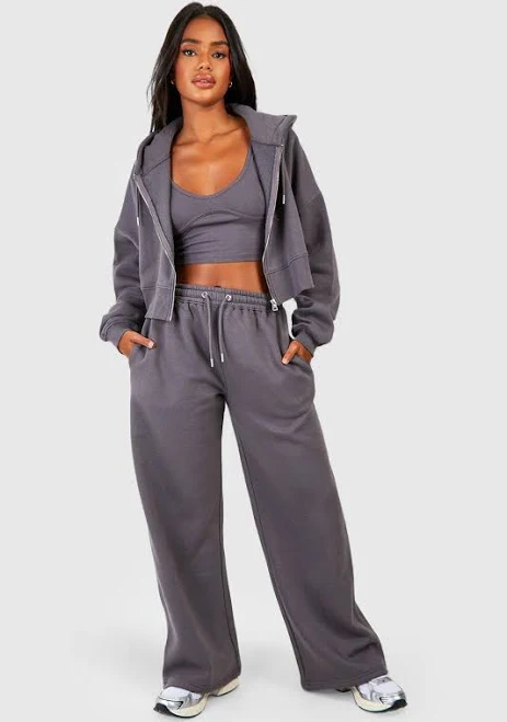 matching set Boohoo Women's Seam Detail Crop Top 3 Piece Hooded Tracksuit boohoo USA $61.6