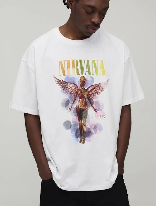 top boohooMAN Men's Oversized Nirvana Printed T-Shirt BOOHOOMAN US $25.6