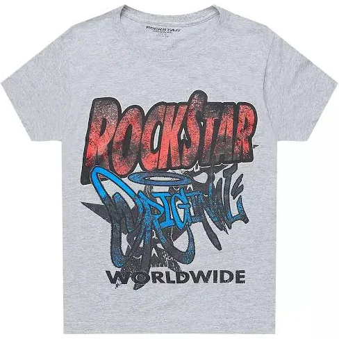 top Boys Kait Grey/Red Graphic T-Shirt 6 / Grey/Red Rockstar Original $5