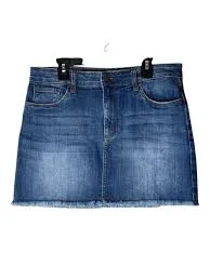 skirt BP‎ Denim Blue Medium Wash Cotton Blend A Line Raw Hem Mini Skirt Size 28 Poshmark $18