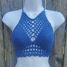 crochet Bright Blue Crochet Halter Top, Boho, Festival. Size XS/S Poshmark $30