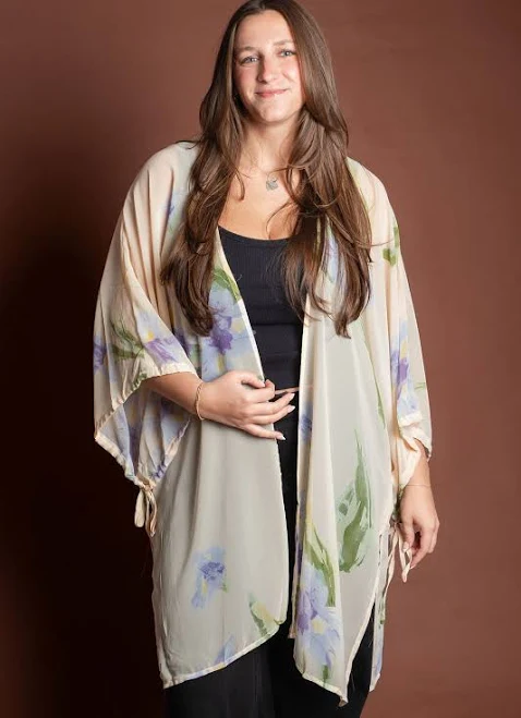 outerwear Brisa Floral Sheer Kimono Cardigan shoppe smitten $48