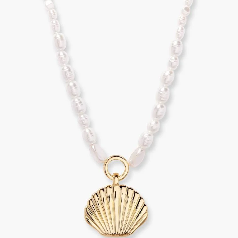 accessory Brook and York Gold Shell Pendant Necklace with Pearl Chain brook & york $46.5