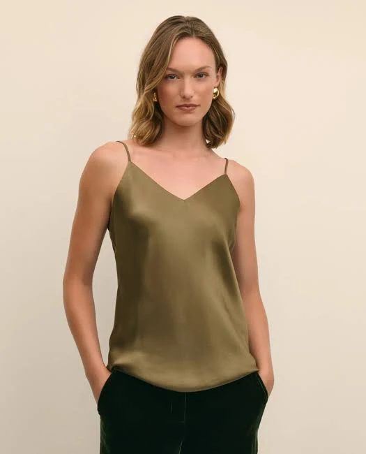 sleeveless top Brooks Brothers Women's Washable Silk Charmeuse V-Neck Camisole Brooks Brothers $95.99