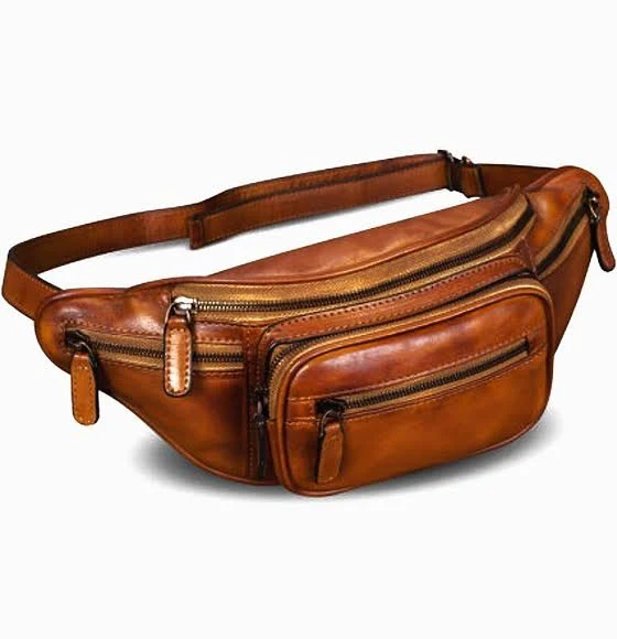 bag Brown Leather Fanny Pack: Unisex Multi-Pocket Crossbody Belt Bag Etsy - CreolBags $86.4