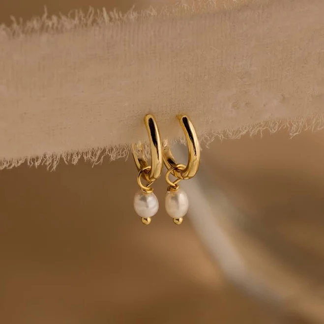 accessory Caitlyn Minimalist Dainty Pearl Drop Huggie Earrings Caitlyn Minimalist $38