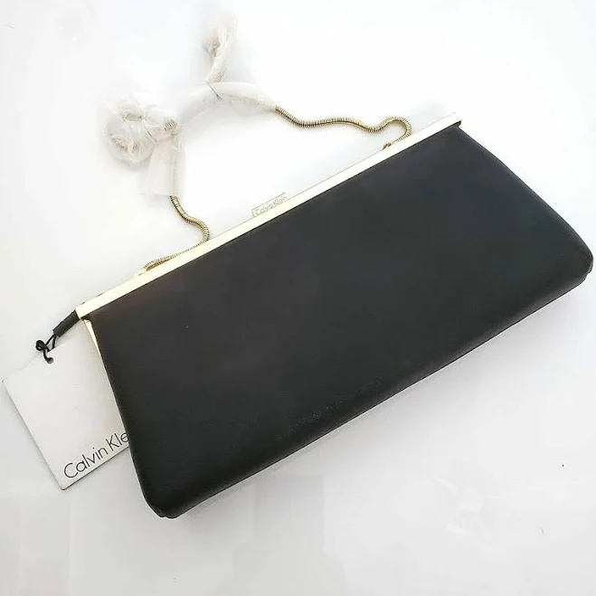 bag Calvin Klein Women's Saffiano Satin Leather Clutch eBay $59.99