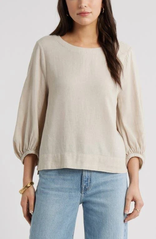 off-shoulder top Caslon Linen Blend Balloon Sleeve Top Nordstrom $69.5