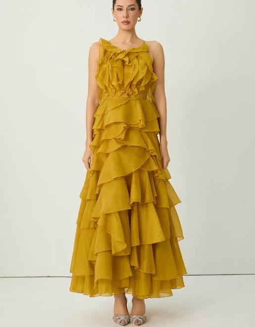 dress Celebration Time Spaghetti Strap Tiered Ruffle Maxi Dress sunfere $141