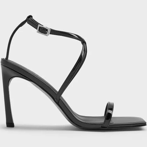 shoes Charles & Keith Patent Strappy Heeled Sandals charleskeith.com $89