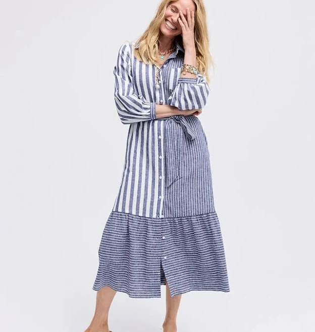 dress Chico's Women's Linen-Cotton Striped Shirtdress Chico's $134.63