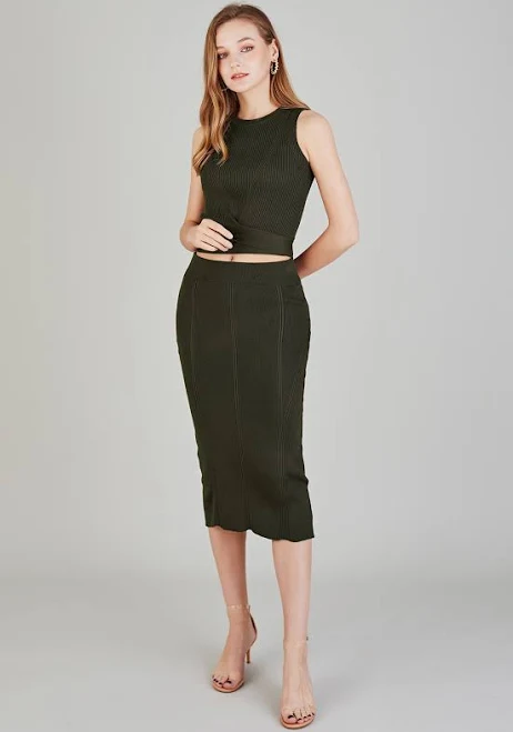 matching set Chicwish Tie Waist Knit Top and Pencil Skirt Set Chicwish $69.9