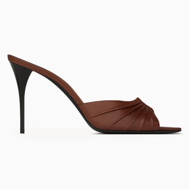 shoes City Dinner Leather Pointed-Toe Mule Sandals LarosaStyle $130