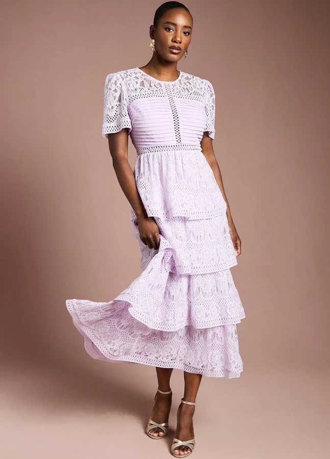 dress Coast Women's Tiered Lace Midi Dress boohoo USA $208.6