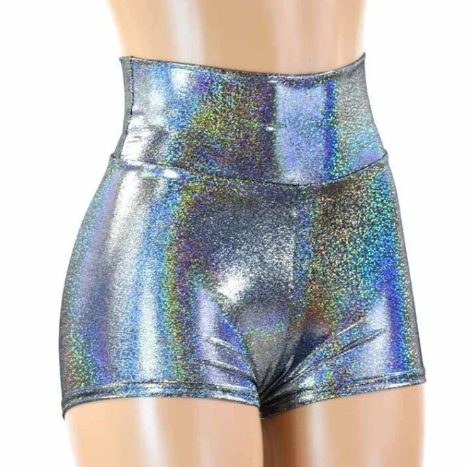 bottoms Coquetry Clothing Holographic High Waist Shorts Coquetry Clothing $32.99