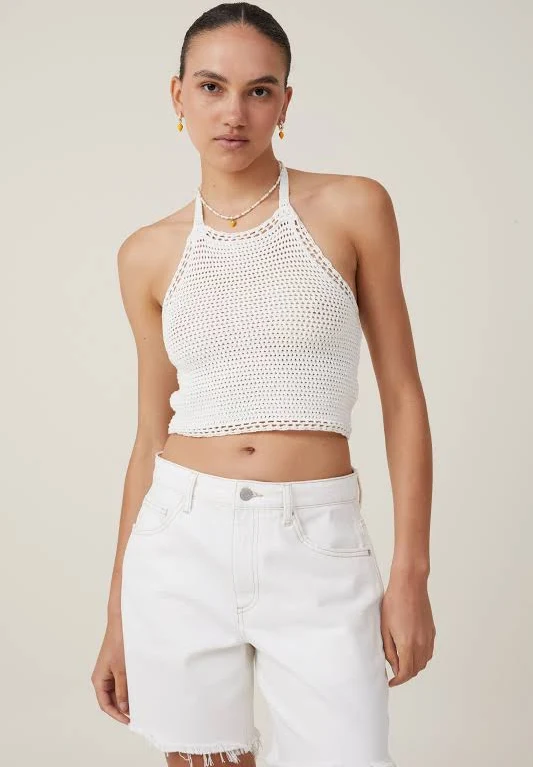 top Cotton On Women's Crochet Scallop Halter Knit Cotton On $10