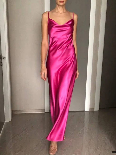 dress Cowl Neck Silk Satin Maxi Dress Etsy - Seller $145