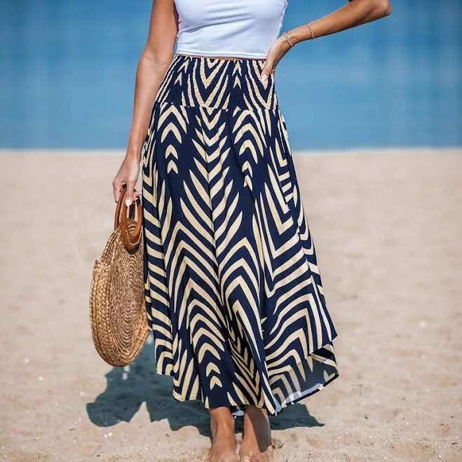 skirt Cupshe Women's Abstract Smocked Waist Midi Skirt Cupshe.com $28