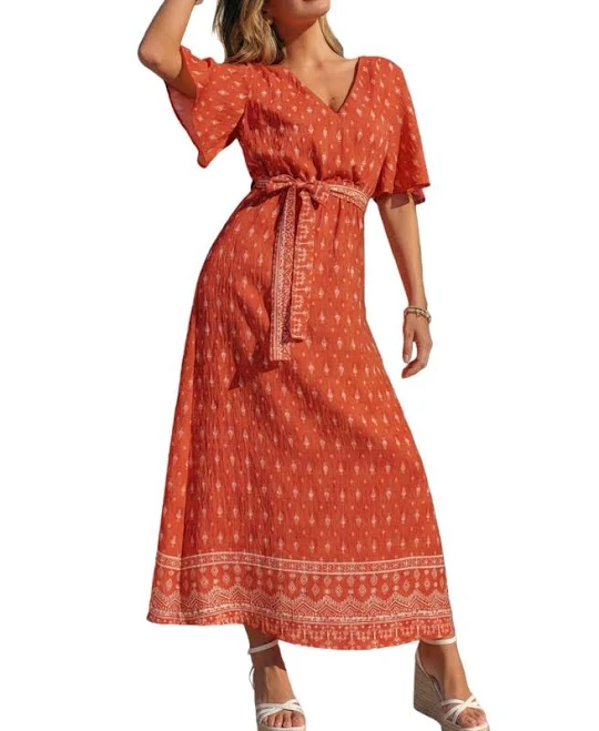 dress Cupshe Women's Bohemian Printed Maxi Dress with Belt Macy's $57.59