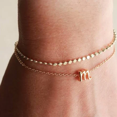 accessory Dainty Gold Initial Bracelet Set Etsy - TomDesign $30.6