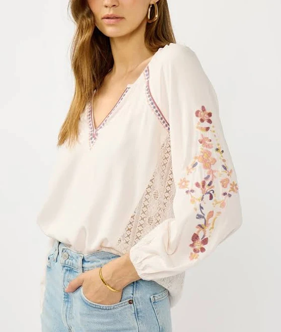 top Daphne Embroidered Blouse Lovestitch $62