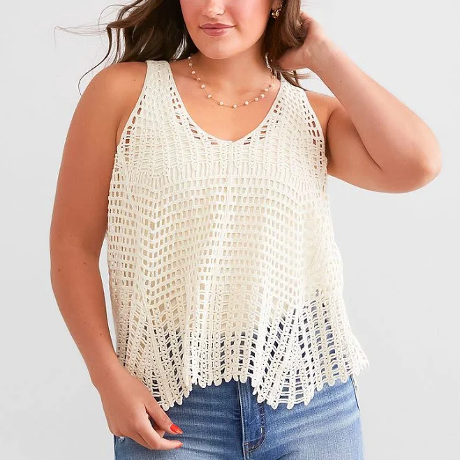 crochet Daytrip Women's Cotton Crochet Tank Top with Buckle Buckle $32.99