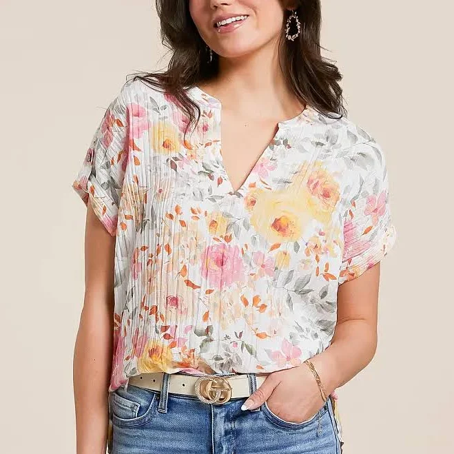 top Daytrip Women's Crinkle Rayon Top with Buckle Buckle $32.99