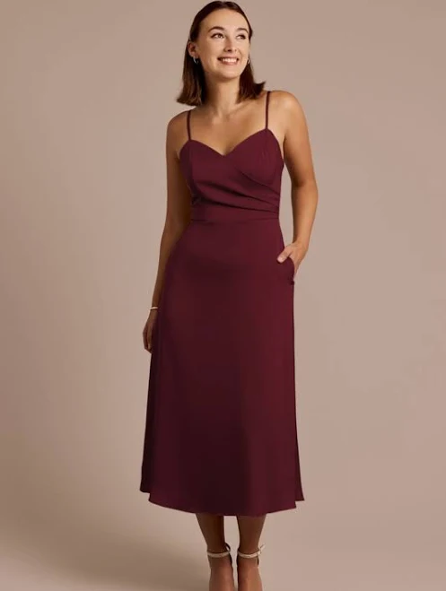 dress DB Studio Matte Satin Spaghetti Strap Midi Dress David's Bridal $52.49