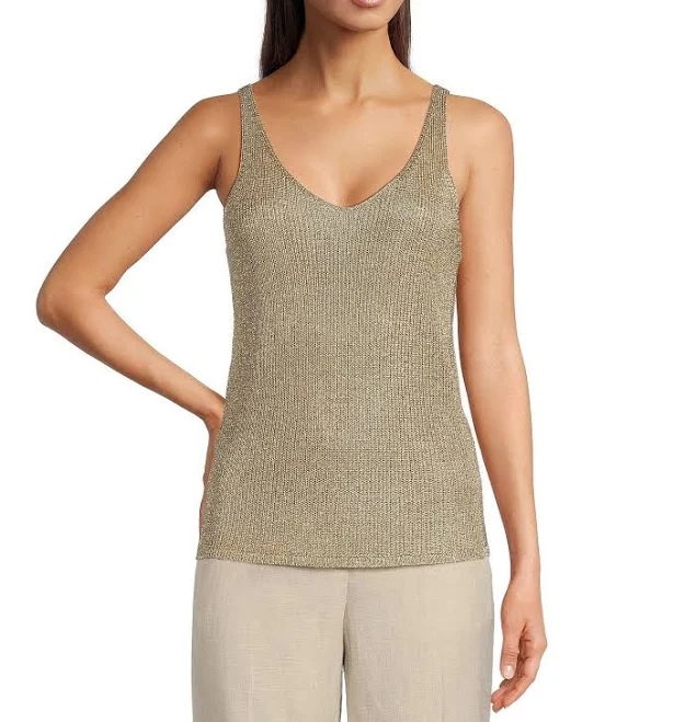 top Donna Karan Women's Metallic-Knit Tank Top Dillard's $79