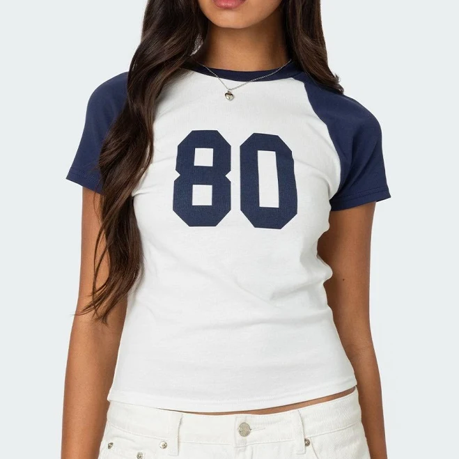 top Edikted Women's '80s Raglan Cotton T-Shirt edikted $11.4