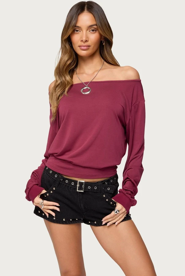 off-shoulder top Edikted Women's Nannie Off Shoulder Oversized Top edikted $19.2