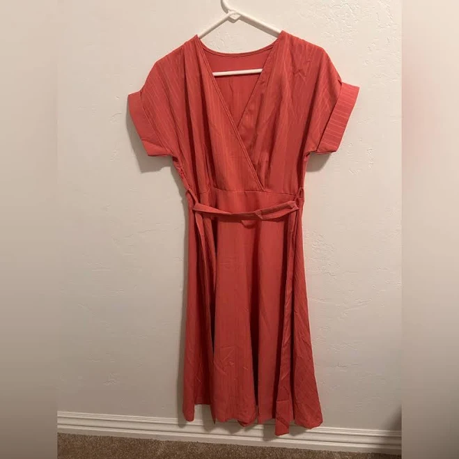 dress Elegant Coral Wrap Dress Poshmark $18