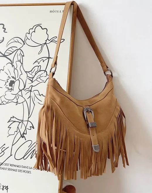 bag Elena Soft Suede Tassel Shoulder Bag Elena Handbags $39