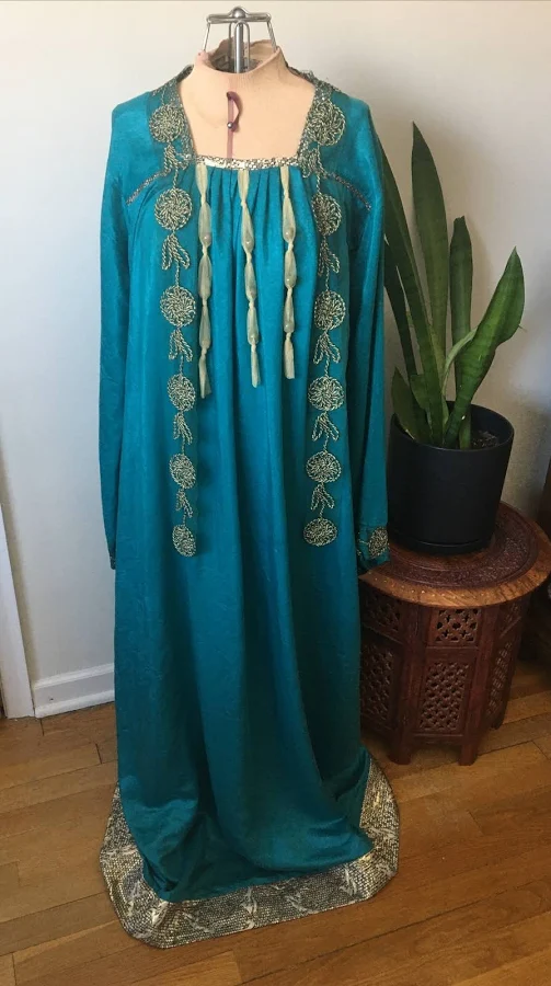 dress Ethereal Teal Blue & Gold Goddess Kaftan eBay - auntto $65